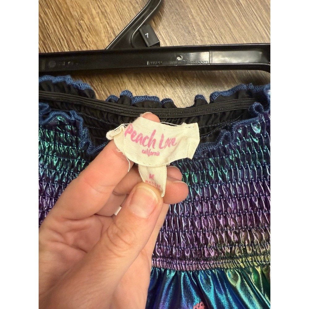 Peach Love California Sequin Iridescent Skort Shiny Shorts Medium - Picture 3 of 3